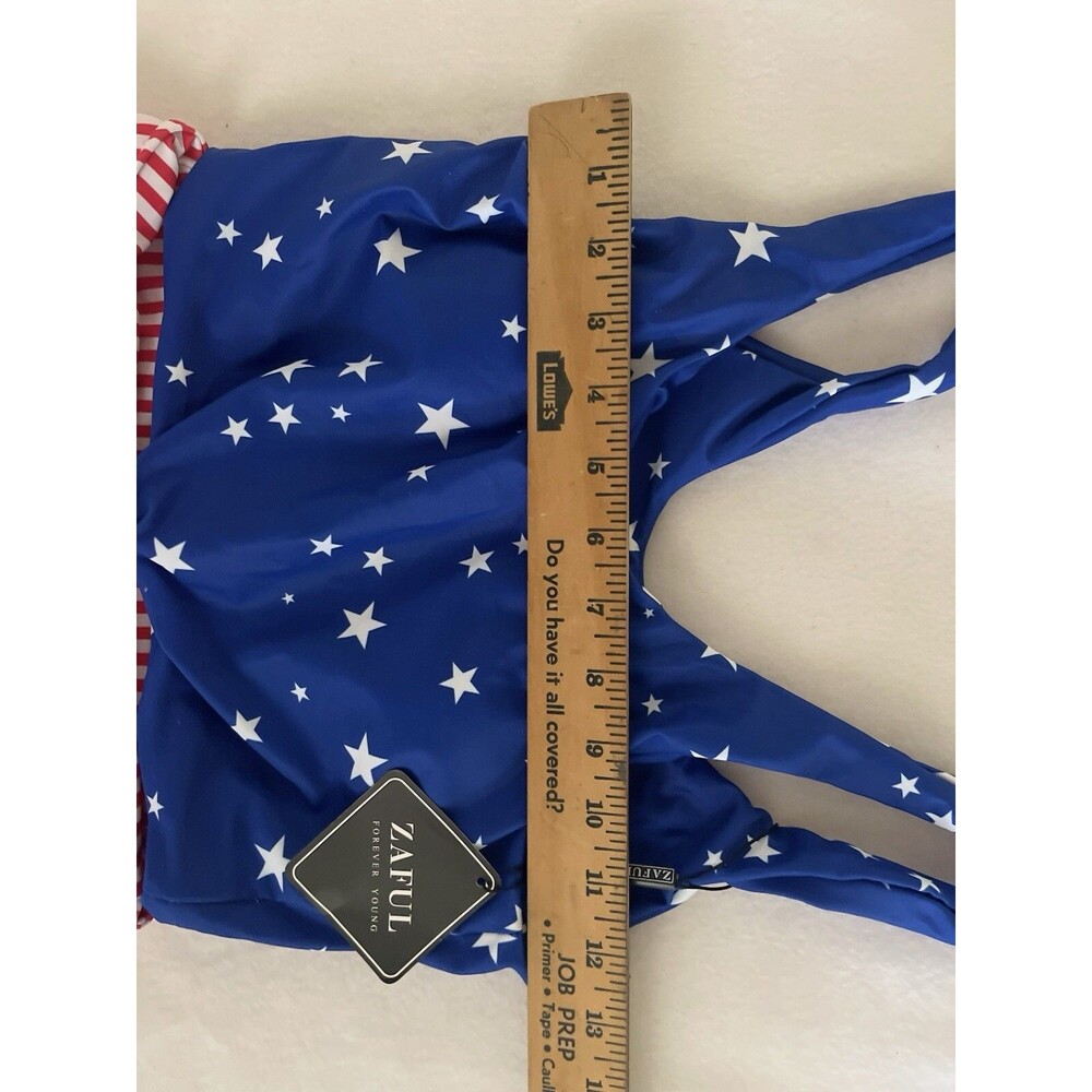 ZAFUL FOREVER YOUNG Bikini Set Red/White Blue Patriotic Women’s SZ 4 Swimwear - Picture 6 of 11